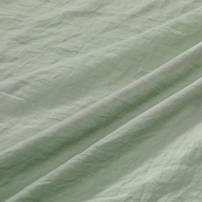 Sage Green Ruffled Duvet Cover Twin, Sage Green, 68x90 in - Image 5