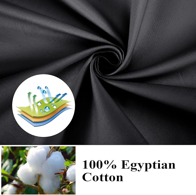 King Size Fitted Sheet Only Black, 100% Egyptian Cotton 600 Thread Count - Image 2