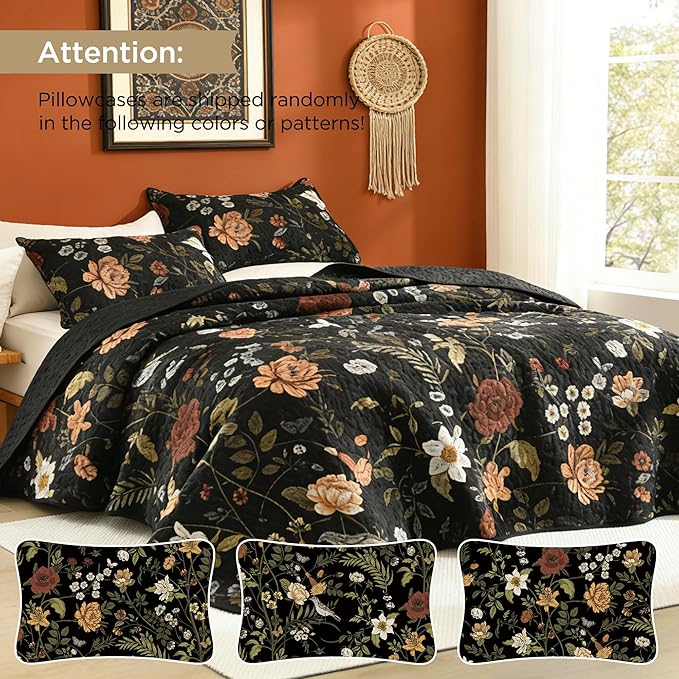 Litanika Floral Black Quilt California King Size - Image 3
