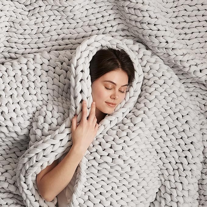 Bearaby Cotton Hand-Knit Weighted Blankets by Bearaby