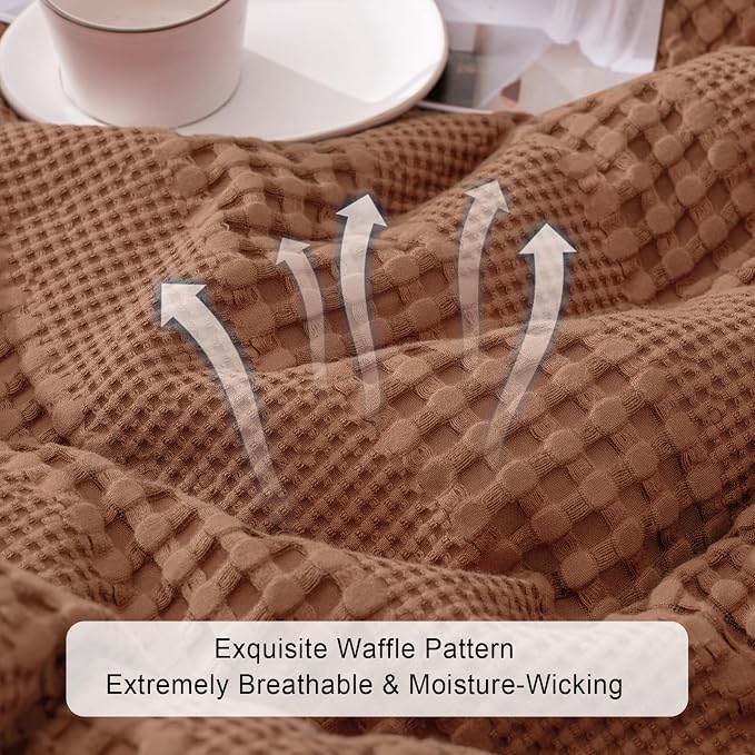 PHF Cooling Waffle Blanket King Size, Lightweight 60% Rayon from Bamboo & 40% - Image 4