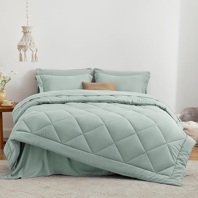 Love's cabin Twin XL Comforter Set Aqua, 5 Pieces Twin XL Bed in a Bag - Image 2