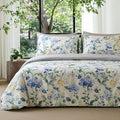mixinni Reversible Floral Duvet Cover Set Queen Size, 3 Piece Blue Green by mixinni