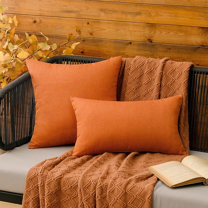 MIULEE Pack of 2 Decorative Outdoor Solid Waterproof Throw Pillow Covers Faux - Image 5