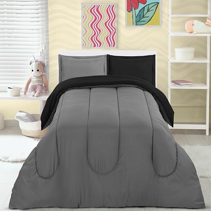 Utopia Bedding Black/Grey Kids Comforter Set - Image 4