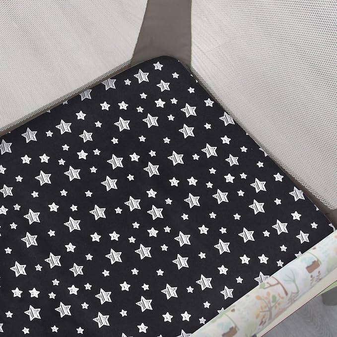 Pack and Play Sheets, 2 Pack Mini Crib Sheets, Stretchy Playard Fitted Sheet - Image 3