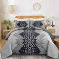 Dintszyayue King Quilt Set Boho, 3 Piece Navy Bedding Coverlet Set Aztec by Dintszyayue