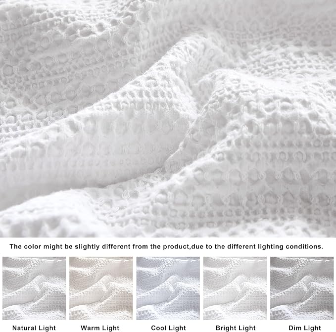 WDCOZY 100% Cotton Luxury Honeycomb Duvet Cover Set King Size - Image 4