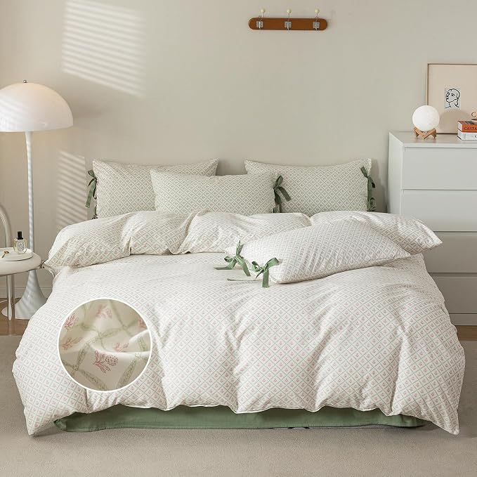 mixinni Red Floral Duvet Cover Set Twin Size - Image 2