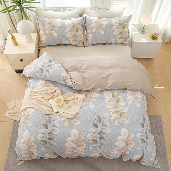 OAITE Duvet Cover Set King Size Floral Pattern 500 Thread Count Ultra Soft 100% - Image 4