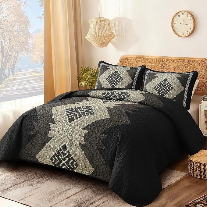 Dintszyayue Boho Quilt Set King Size, 3 Pieces Texture Southwestern Bedding Set - Image 2