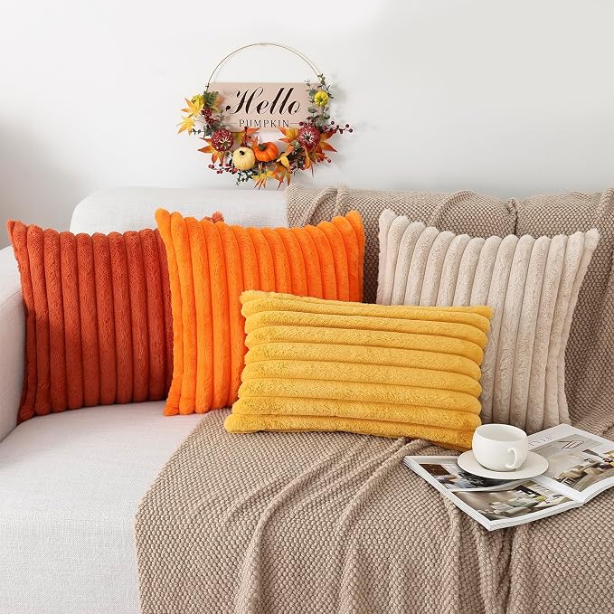 Pallene Faux Fur Plush Fall Throw Pillow Covers 26x26 Set of 2, Luxury Soft - Image 5