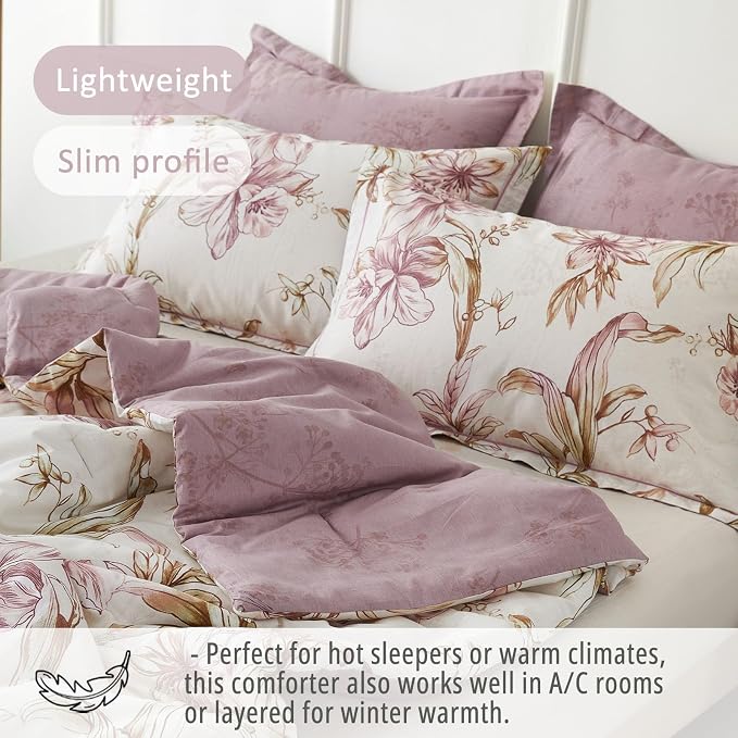 LEMIROE Floral Cotton Comforter King Size 3Pcs - Image 4