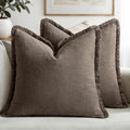MIULEE Decorative Throw Pillow Covers Neutral Linen Fringe Throw Pillows Set of by MIULEE