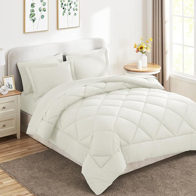 CozyLux Full Size Comforter Sets Ivory - Image 8