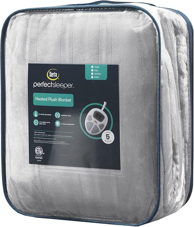 Serta Luxuriously Soft Plush Electric Blanket Fast Heating Cozy Cover, Safety - Image 8