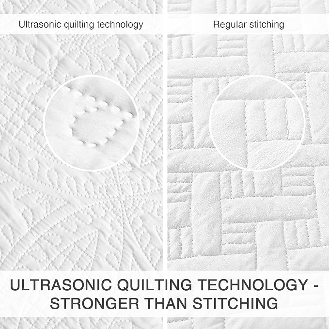 Love's cabin Quilts for Queen Bed White Bedspreads - Image 3