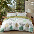 OAITE Duvet Cover King Size, Reversible Fallen Leaves Green Duvet Cover Set by OAITE