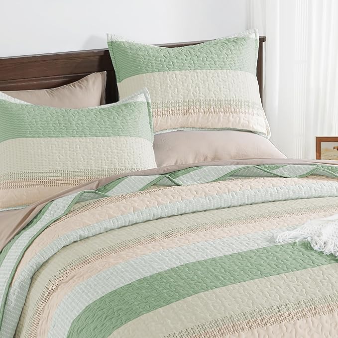 Andency King Size Quilt Set Mint Pink, 3 Pieces Summer Ultra Soft Lightweight - Image 2