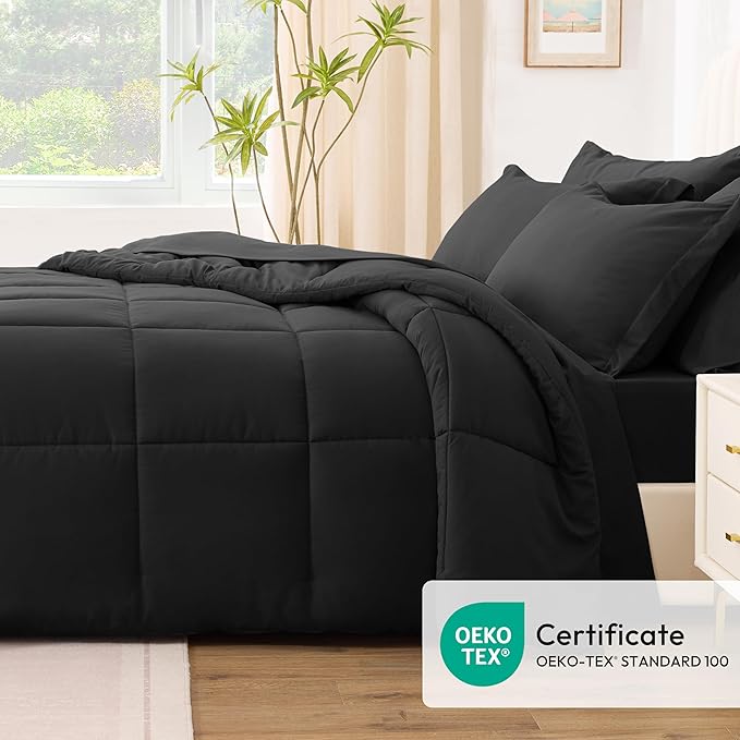 Love's cabin King Size Comforter Set Ash Black, 7 Pieces King Bed in a Bag - Image 5