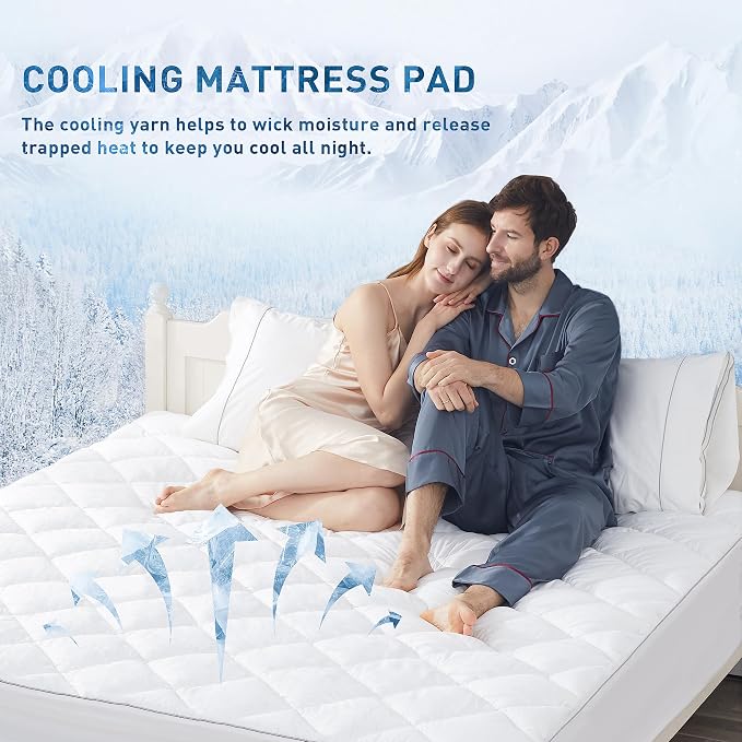 Sunflower Cooling Quilted Full Mattress Protector, Mattress Pad Chill Soft - Image 3