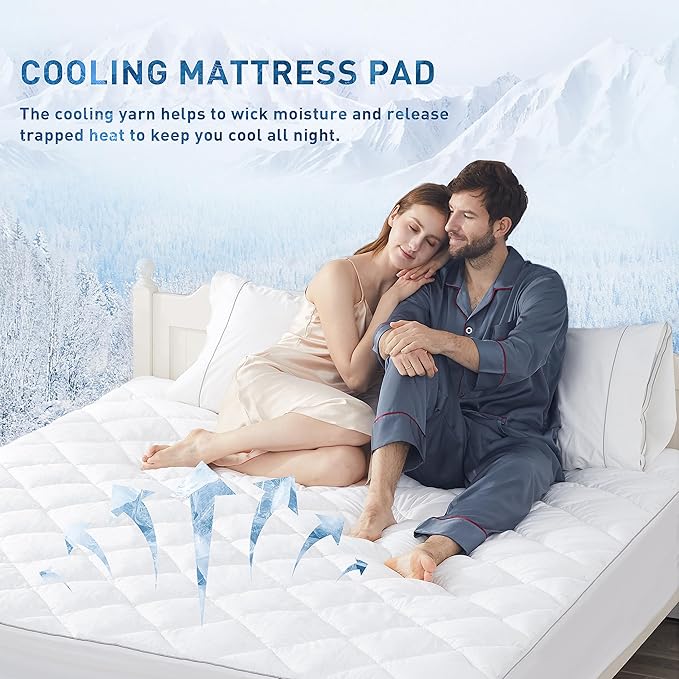 Sunflower Cooling Quilted Twin XL Mattress Protector, Mattress Pad Twinxl Chill - Image 3