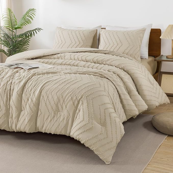 Andency Light Khaki California King Comforter Set, Boho Cal King Soft Warm by Andency