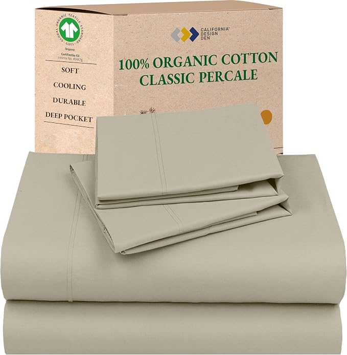California Design Den Soft 100% Organic Cotton Bed Sheets Full Size Set by CaliforniaDesignDen