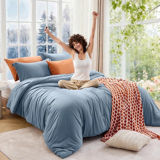 MUXHOMO King Size Comforter Set, All Season Ultra Soft Down Alternative Bedding - Image 4