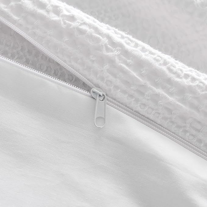 WDCOZY 100% Cotton Luxury Honeycomb Duvet Cover Set King Size - Image 7