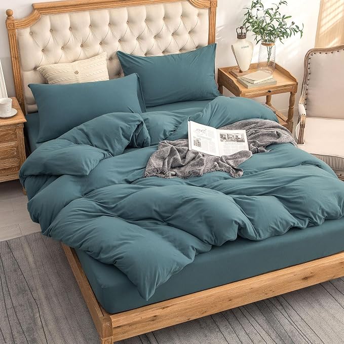 PURE ERA Jersey Knit Duvet Cover Set 100% T-Shirt Cotton Super Soft Comfy 3pc - Image 3