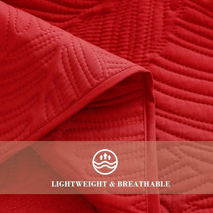 Exclusivo Mezcla California King Quilt Bedding Set, Lightweight Red Quilts Cal - Image 5