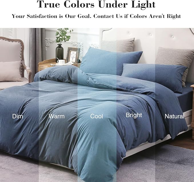 PURE ERA Jersey Knit Duvet Cover Set 100% T-Shirt Cotton Super Soft Comfy 3pc - Image 5