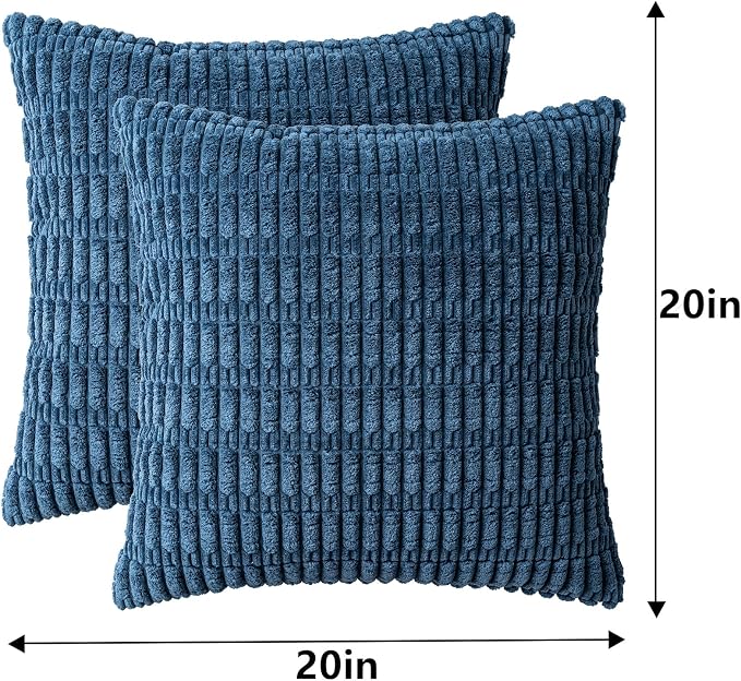 Aegero Pack of 2 Corduroy Decorative Throw Pillow Covers 20x20 InchSoft Boho - Image 7