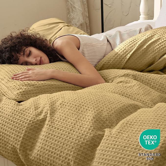 PHF Waffle Weave Duvet Cover Set Queen Size, No Snagging Ultra Soft Luxury - Image 2