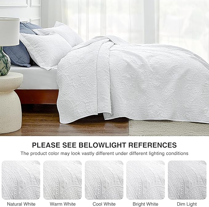 Love's cabin Quilts for Queen Bed White Bedspreads - Image 5