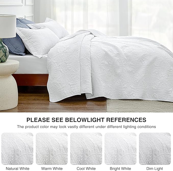 Love's cabin Quilts for Full Bed White Bedspreads Bedding Set - Image 5