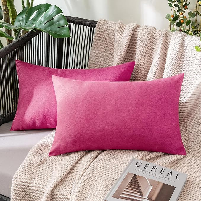 MIULEE Pack of 2 Decorative Outdoor Solid Waterproof Throw Pillow Covers Faux by MIULEE