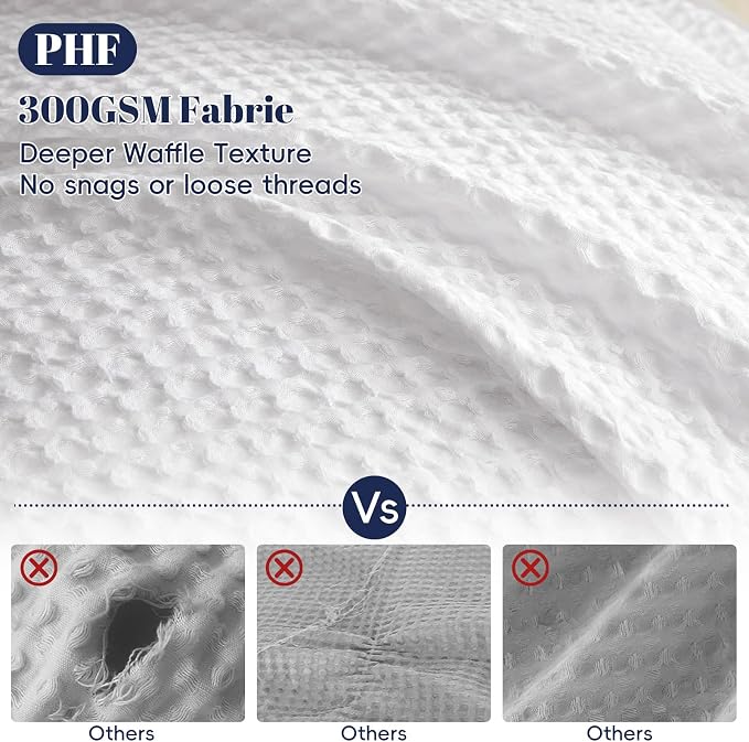 PHF Waffle Weave Duvet Cover Set King Size, No Snagging Ultra Soft Luxury - Image 3