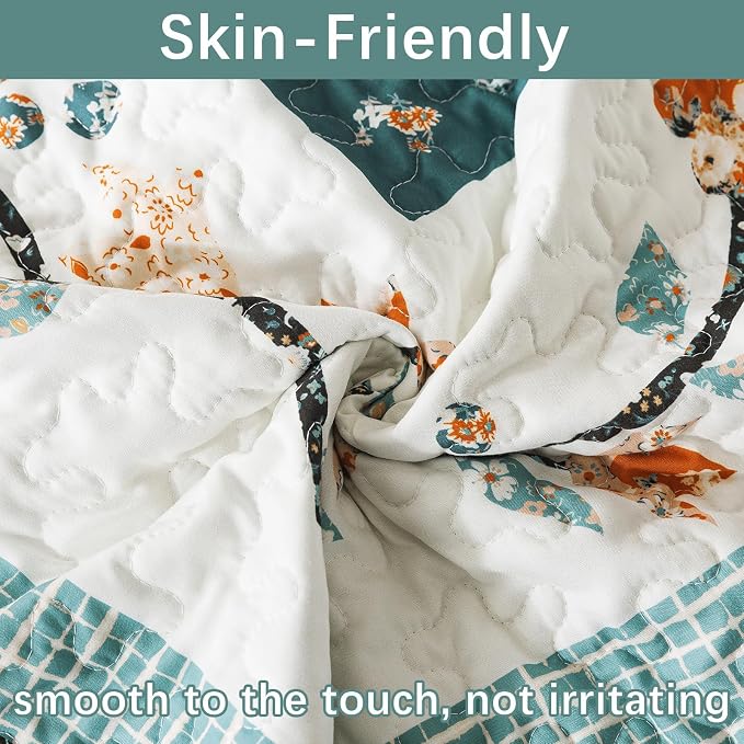 BEDIFANY Cotton King Size Quilt Sets, Lightweight King Quilt Bedding Set Garden - Image 6