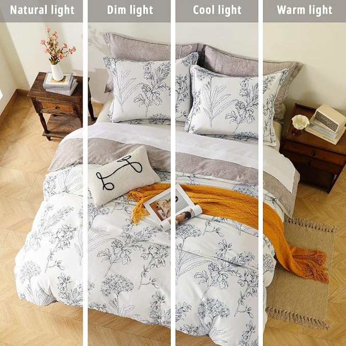 LEMIROE Floral Cotton Comforter Queen Size 3Pcs - Image 6