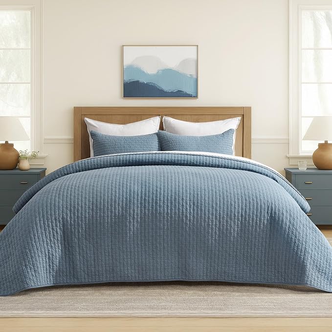 EVERGRACE x Kinsey Walsh Cross Stitch Pre-Washed Cotton Quilt Bedding Set King by EVERGRACEHOME