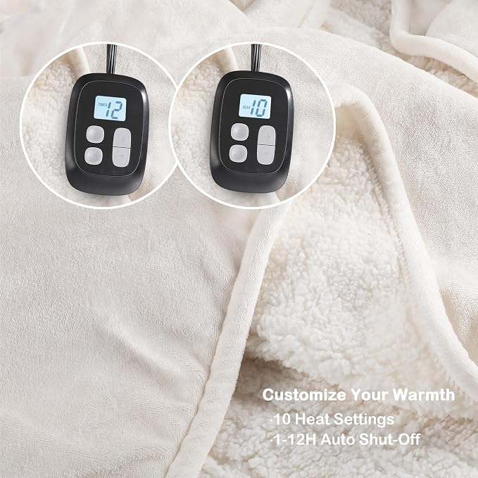 LaffyLo Electric Heated Blanket King Size 90 x 100, Dual Control, Fast Heating - Image 2