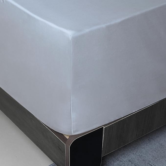 King Size Fitted Sheet Only Gray, 100% Egyptian Cotton 600 Thread Count - Image 6