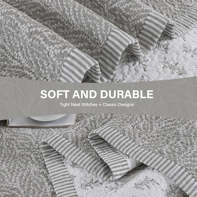 SahSahCasa Quilt Set King Size, 100% Cotton Quilt Bedding Set Bedspread - Image 6