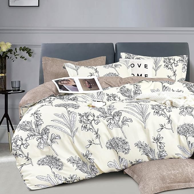 LEMIROE Floral Cotton Comforter Twin Size 2Pcs by LEMIROEBEDDING