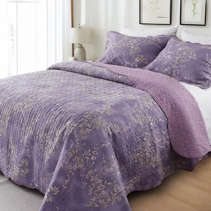GOONE King Quilt Set 104x90, Lightweight Washed Coverlet, Reversible Spring & - Image 7