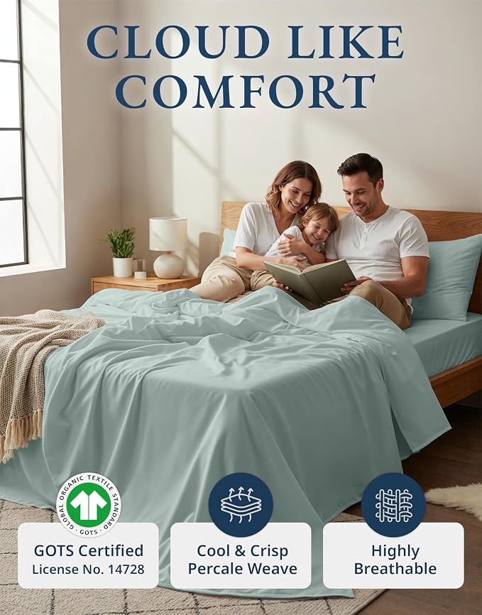 LANE LINEN 100% Organic Cotton Bed Sheets Extra Long Twin, Soft & Comfy Fully - Image 2