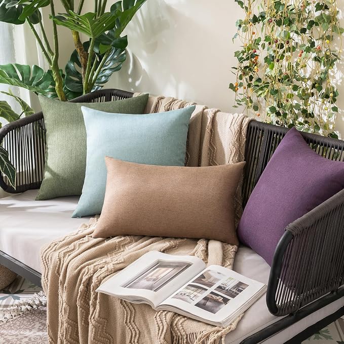 MIULEE Pack of 2 Decorative Outdoor Solid Waterproof Throw Pillow Covers Spring - Image 3
