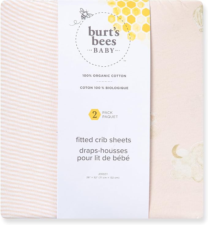 Burt's Bees Baby Essential Organic Cotton Fitted Crib Sheet, Breathable - Image 2
